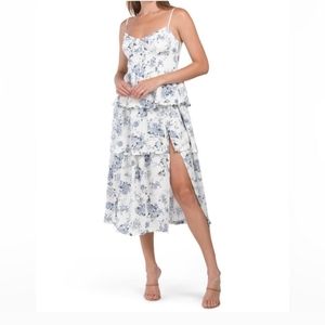 NWT HOUSE OF HARLOW 1960Linen Blend Midi Dress With Lace Up Back